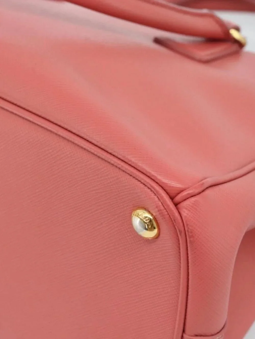 PRADA Galleria Hand Bag Safiano Leather 2way Pink Gold Auth